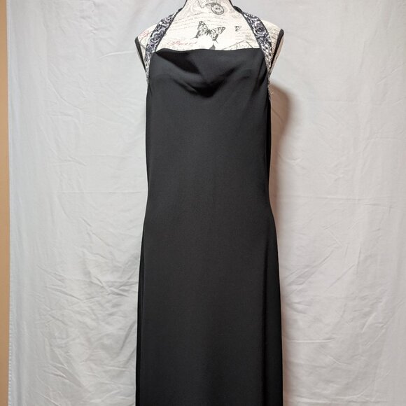 Jones New‎ York Women's Black Halter Dress Silk Floral Strap Size 12 - Picture 1 of 10